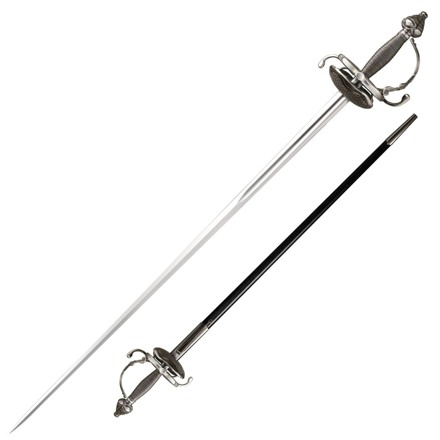 Cold Steel Ribbed Shell Swept Hilt Rapier Sword - 88CHR - NinjaReady