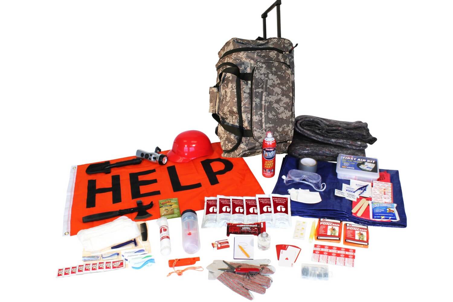 Deluxe 2-Person Survival Kit for Emergency Disaster Preparedness for  Earthquake, Hurricane, Fire, Evacuations, Auto, Home and Family